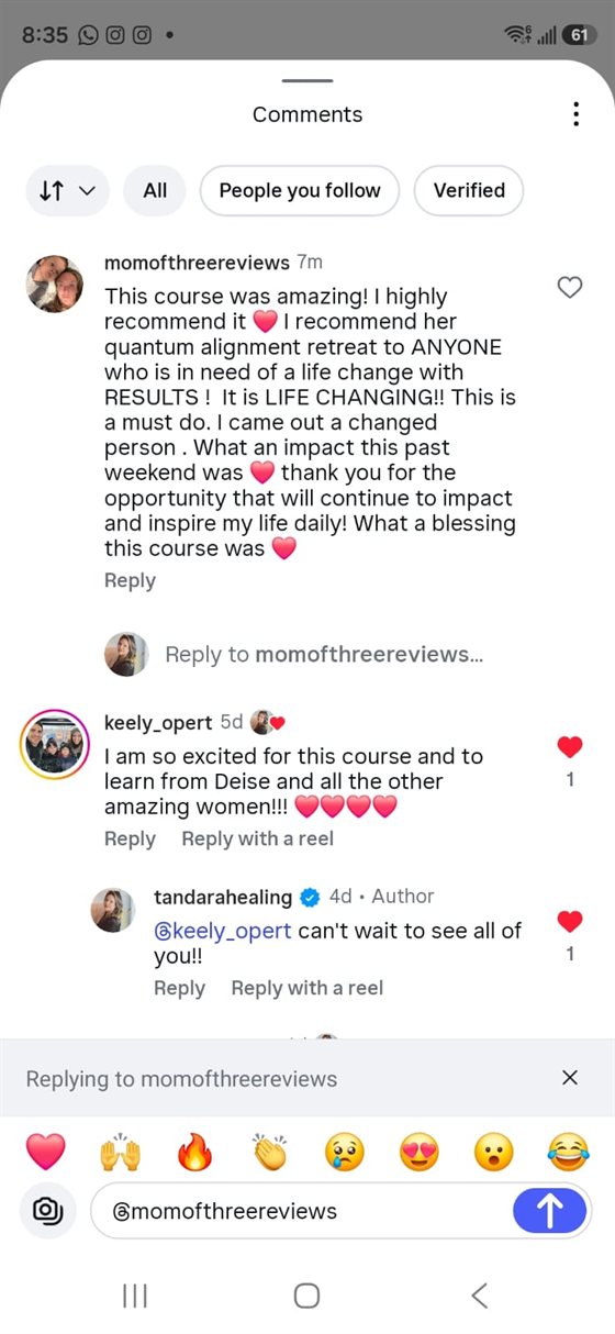 Instagram testimonial screenshot